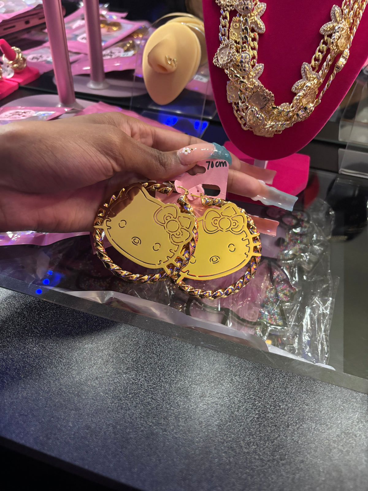 70 mm Gold- Plated Hoop Earrings