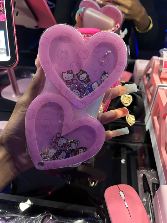 Double Heart Hello Kitty Mirror Case